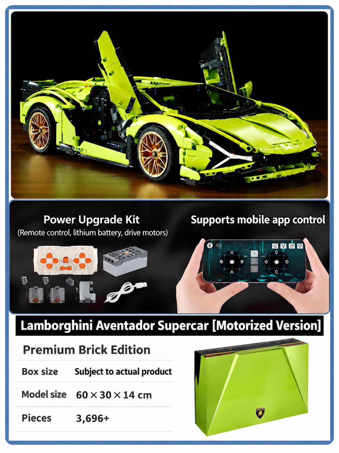 Lamborghini Aventador Supercar Building Kit – Technic-Style Model