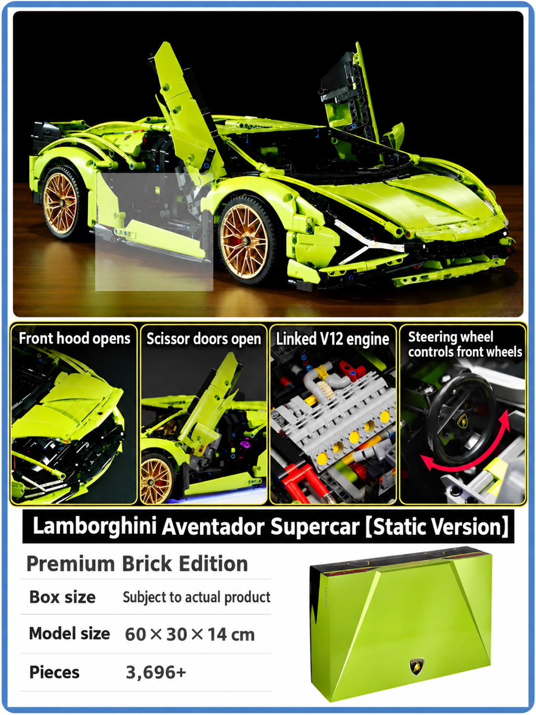 Lamborghini Aventador Supercar Building Kit – Technic-Style Model