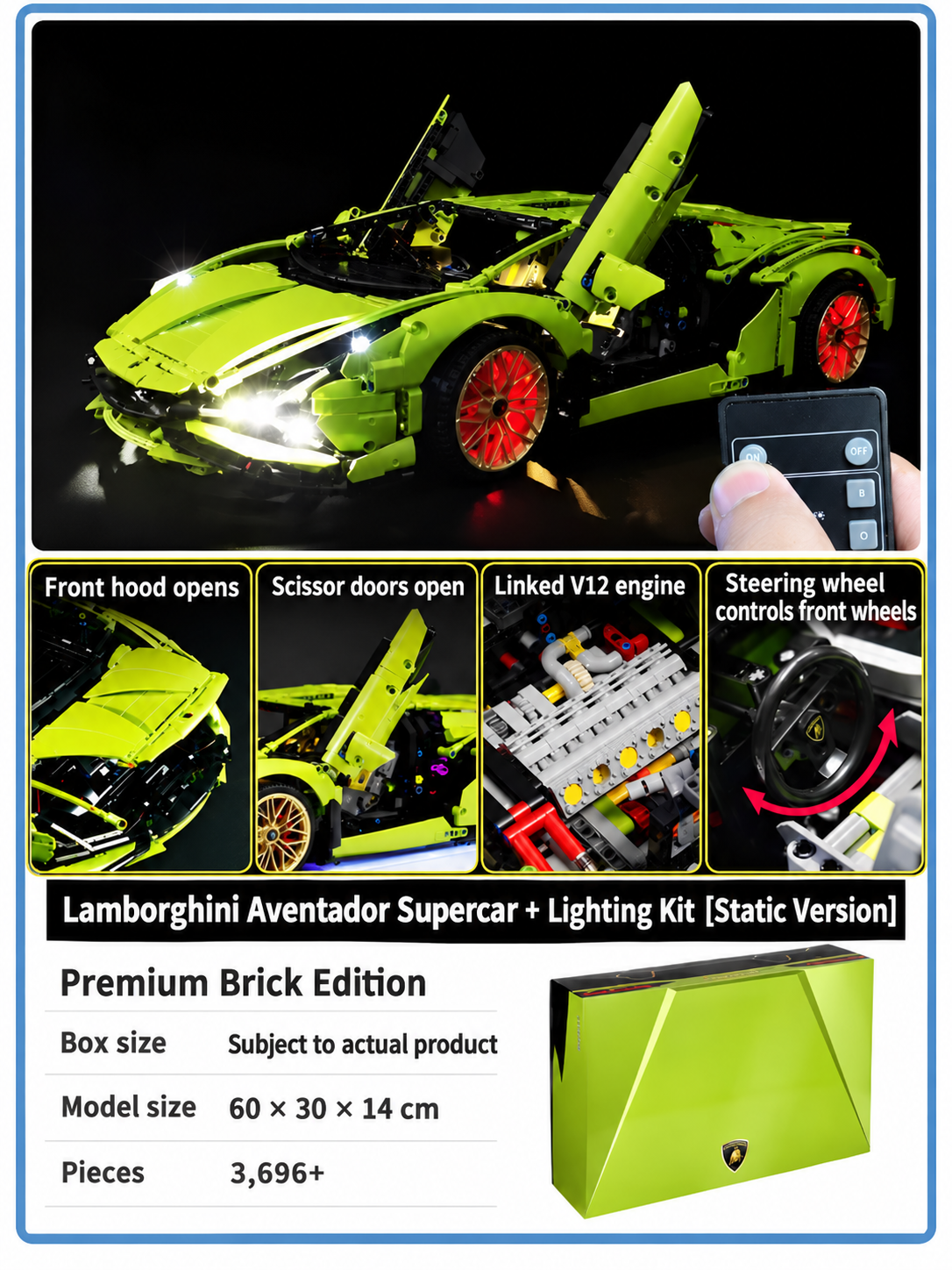 Lamborghini Aventador Supercar Building Kit – Technic-Style Model