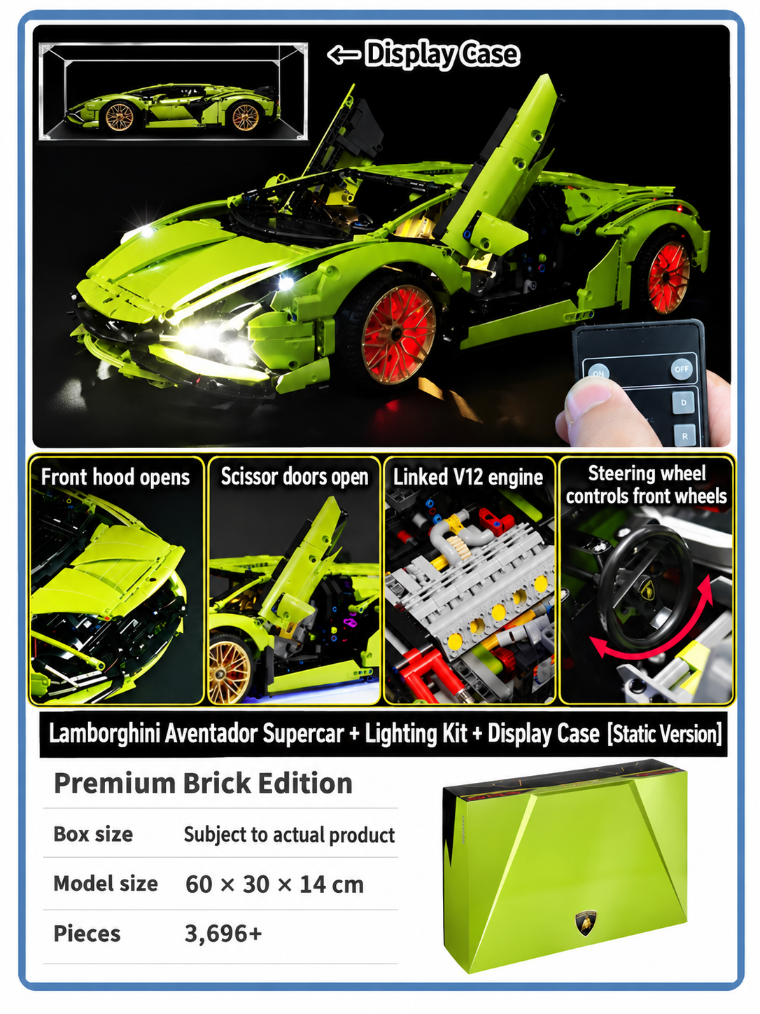 Lamborghini Aventador Supercar Building Kit – Technic-Style Model